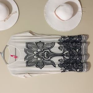 White + Black Floral Dress